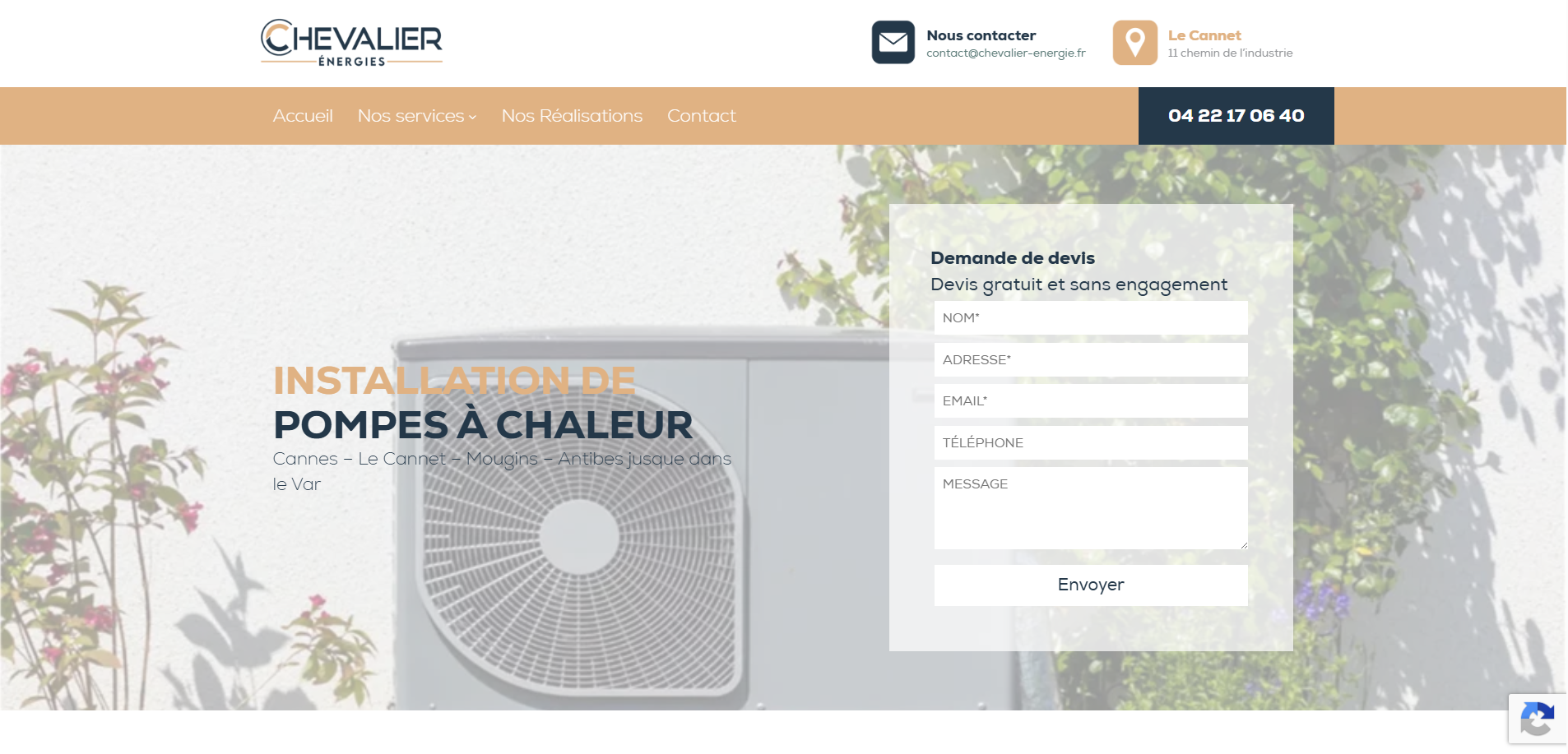 Chevalier Énergie — Site vitrine artisan Côte d'Azur